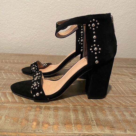 New RAYE Lois Studded Black Suede Heels - Picture 5 of 7